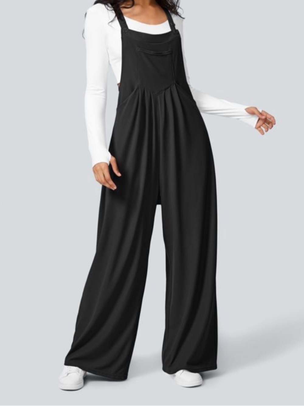 HALARA Black Wide-Leg Overalls Jumpsuit